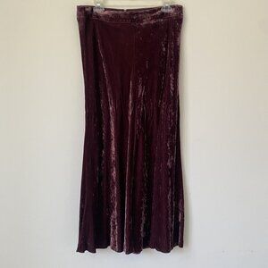 J.Jill  Burgundy Crushed Velvet Maxi Skirt New without tags